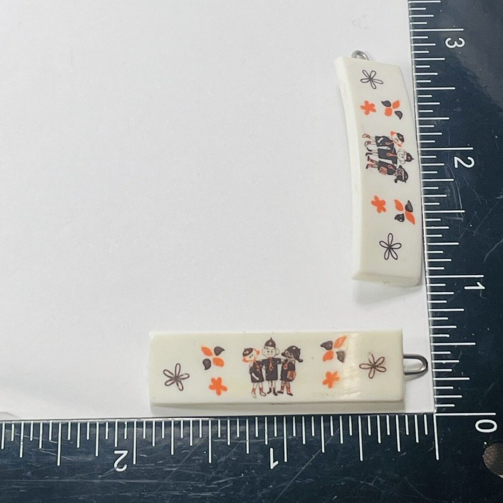 Brownie Barrettes GSA Girl Scouts One Pair Vintage 1980s Hair Accessory 1.75” - Picture 5 of 6